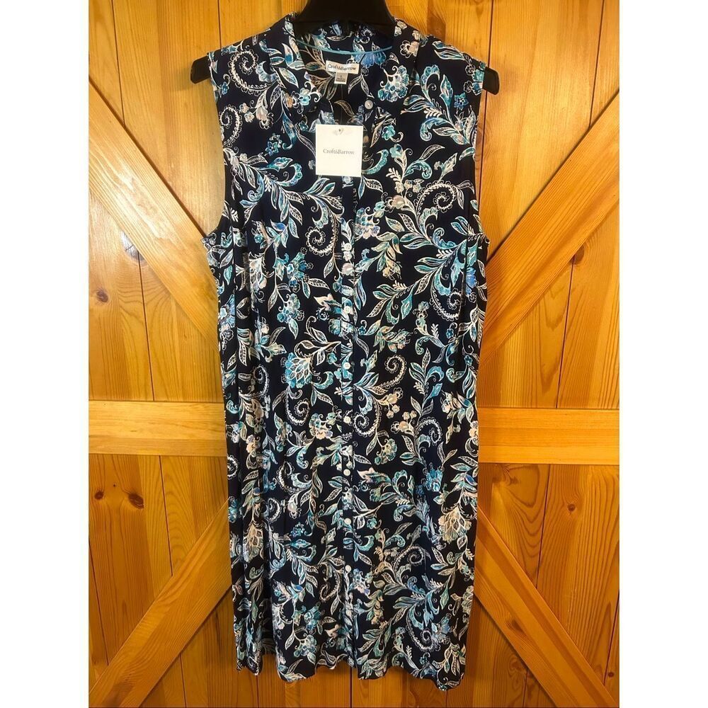Croft & Barrow Floral Sleeveless Midi Dress Button Up NWT Size Large (5670)